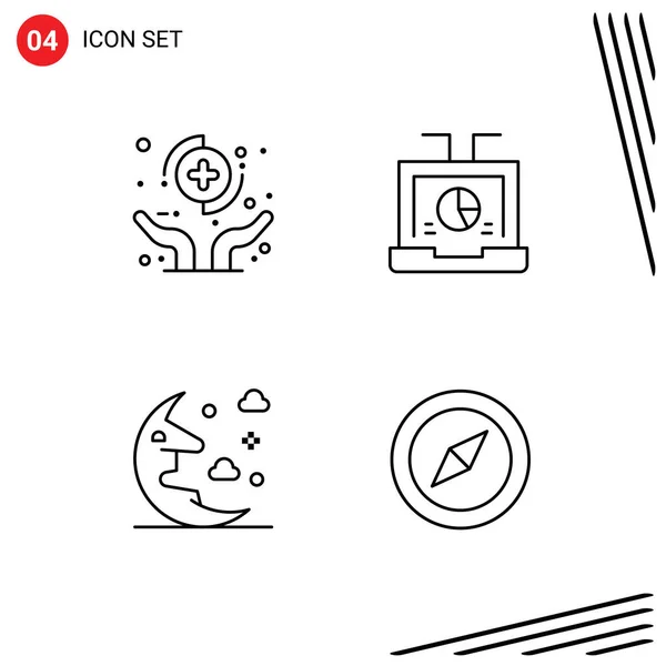 Creative Icons Modern Signs Floors Hands Seo Insurance Data Moon — стоковый вектор