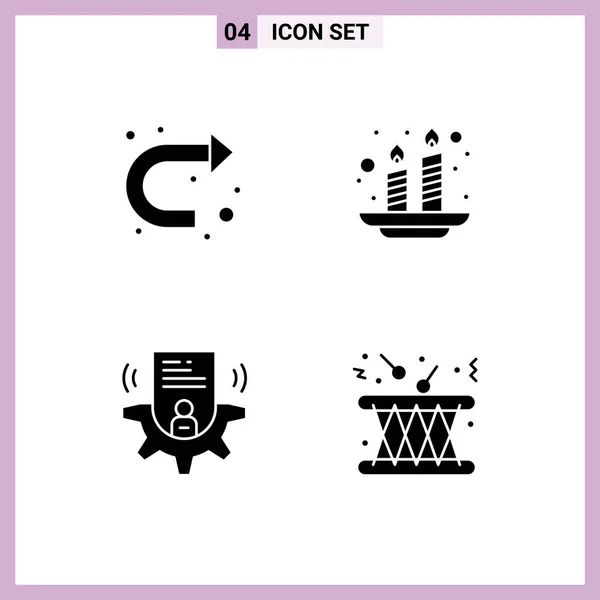 Group Solid Glyphs Signs Symbols Arrow User Right India Card — Stock Vector