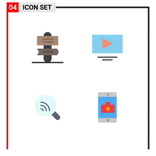 Universal Flat Icons Set Web Mobile Applications Holiday Signal Video — Stockový vektor