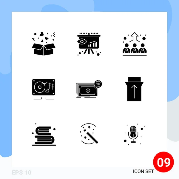 Creative Icons Modern Signs Sysymbols Cash Wedding Business Heart Music — Vector de stock