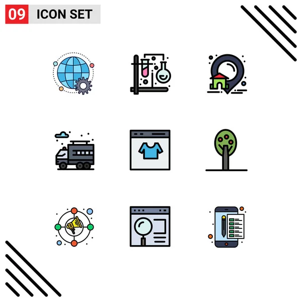 Stock Vector Icon Pack Mit Zeilenzeichen Und Symbolen Für Karte — Stockvektor