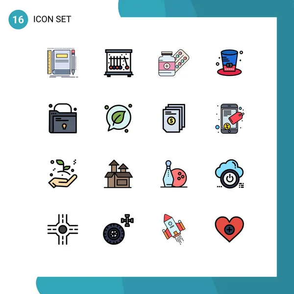 2014 Mobile Interface Flat Color Filled Line Set Pictograms Folder — 스톡 벡터