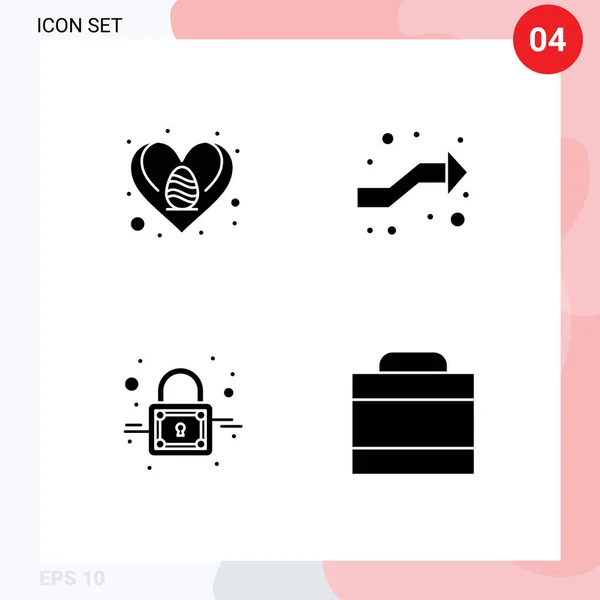 Universal Solid Glyphs Set Web Mobile Applications Easter Lock Love — Stock Vector