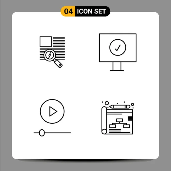 2014 Mobile Interface Line Set Pictograms Line Player Reading Protection — 스톡 벡터