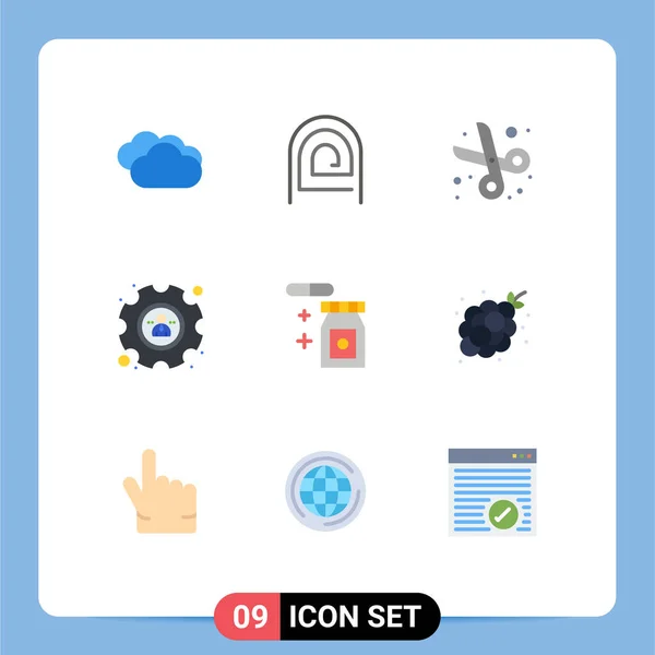 Flat Color Pack Universal Symbols Rainy User Reader Profile Scissor — 스톡 벡터