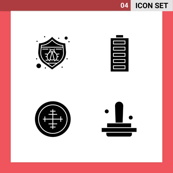 Universal Solid Glyphs Set Web Mobile Applications Protection Army Bug — Stockový vektor