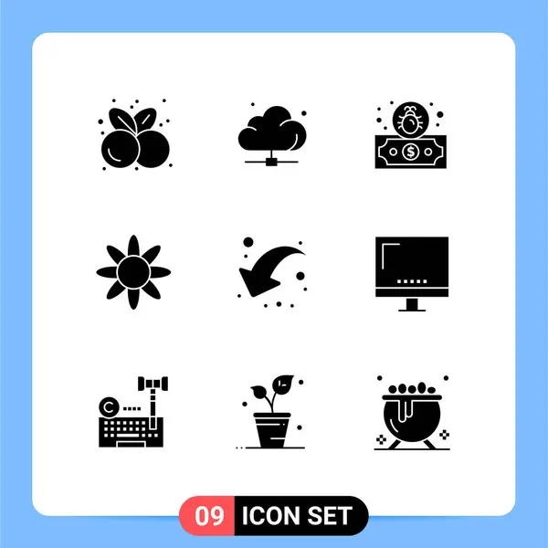 Group Modern Solid Glyphs Set Share Természet Szerver Gyógynövény Biztonság — Stock Vector