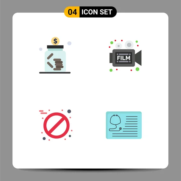 User Interface Flat Icon Pack Signes Symboles Modernes Banque Film — Image vectorielle