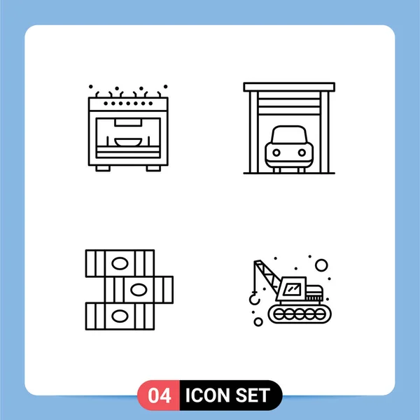 Thematic Vector Filledline Flat Colors Editable Sysymbols Kitchen Excavator Car — Archivo Imágenes Vectoriales