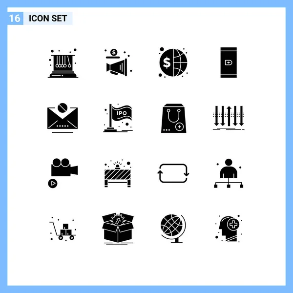 Universal Icon Symbols Group Modern Solid Glyphs Information Smartphone Finance — Vetor de Stock