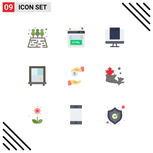 Creative Icons Modern Signs Sysymbols Map Bureaucracy Monitor Bribery Window — Vector de stock