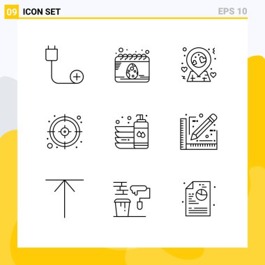 Çanak, şişe, yumurta, hedef, iş için 9 Vektör Tasarım Özeti