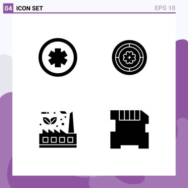 4 Temel Tıbbi, karalama, test, daire, fabrika Düzenlenebilir Vektör Tasarım Elemanlarının Kullanıcı Arayüzü Paketi