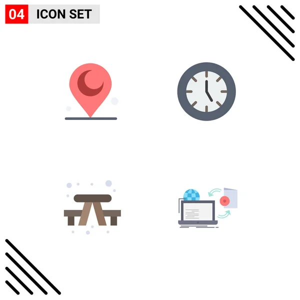 Pictogram Set Simple Flat Icons Minaret Camping Clock Products Travel — Stock Vector