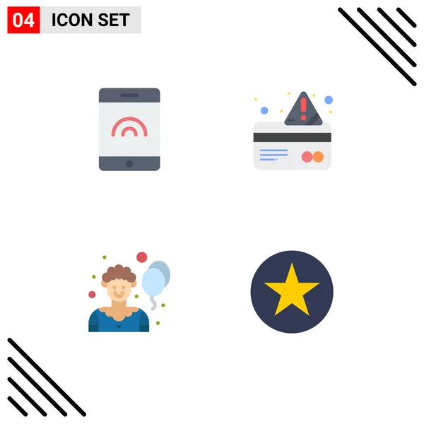 Set Vector Flat Icons Grid Mobile Favorite Card Circus Star — Vector de stock