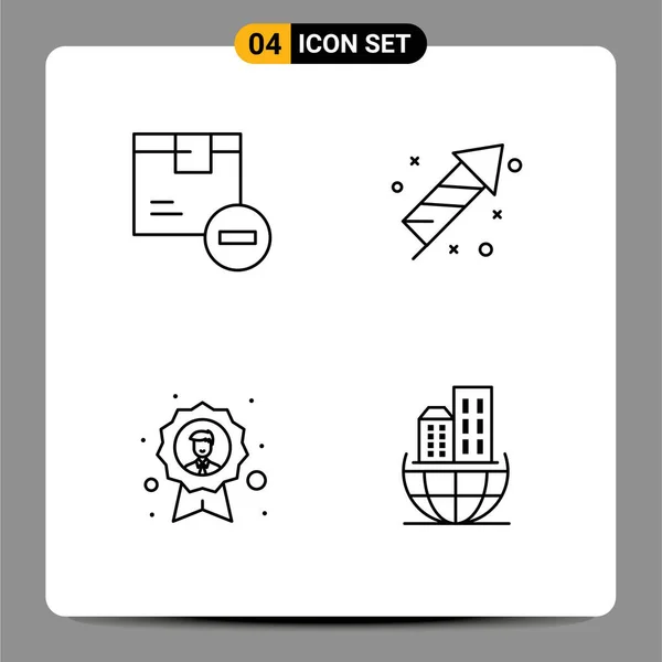 Stock Vector Icon Pack Mit Linienzeichen Und Symbolen Für Schachtel — Stockvektor