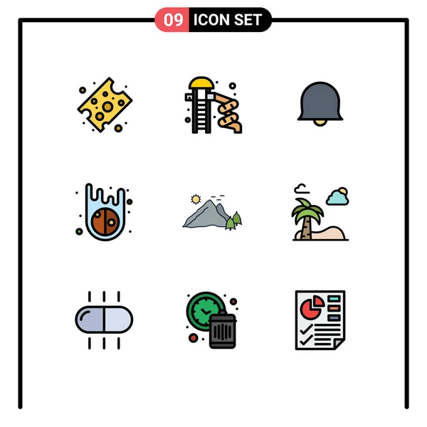 Creative Icons Modern Signs Sysymbols Scene Hill Sign Landscape Meteor — Archivo Imágenes Vectoriales