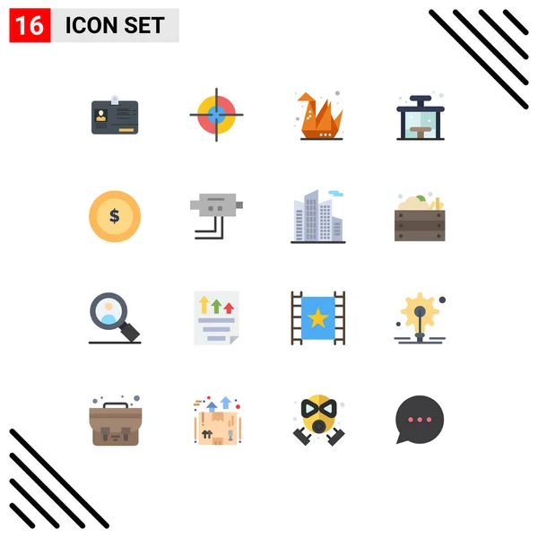 Universal Icon Symbols Group Modern Flat Színek Pénzügy Érme Hobbi — Stock Vector