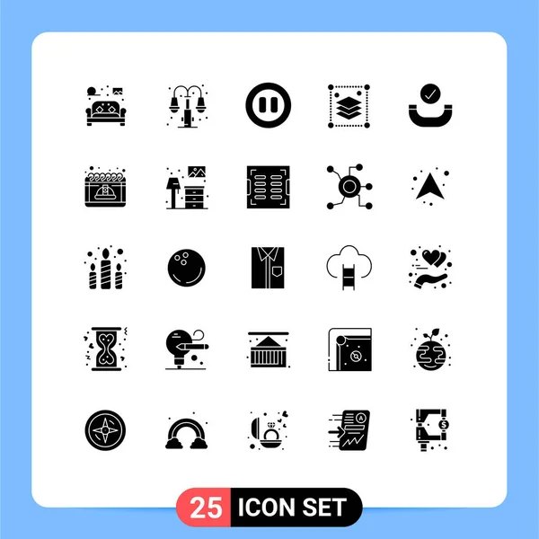 Set Commercial Solid Glyphs Pack Checked Misc Lump Layers Copy — Archivo Imágenes Vectoriales