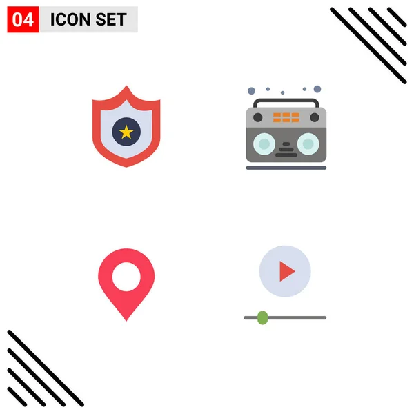 Set Modern Icons Sysymbols Signs Police Pin Audio Radio Devices — Vector de stock
