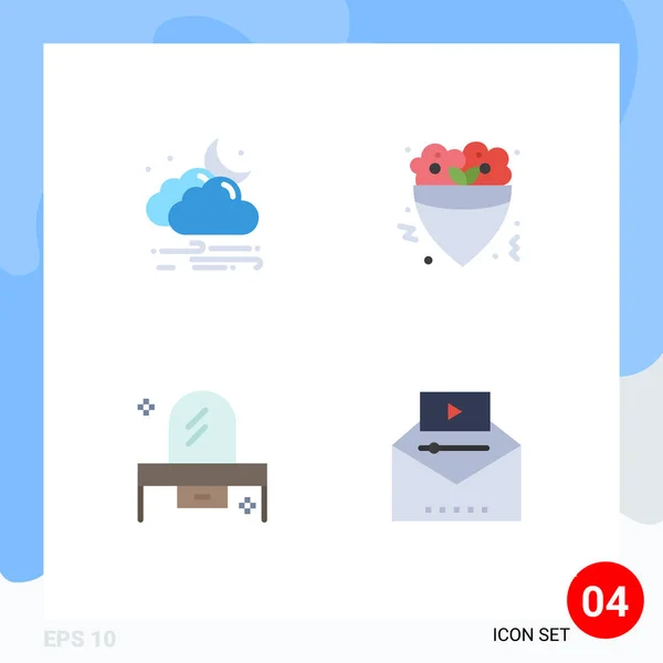 Editable Vector Line Pack Simple Flat Icons Weather Beauty Moon — Archivo Imágenes Vectoriales