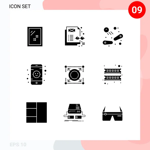 Solid Glyph Concept Websites Mobile Apps Pack Target Fun Web — Stock Vector