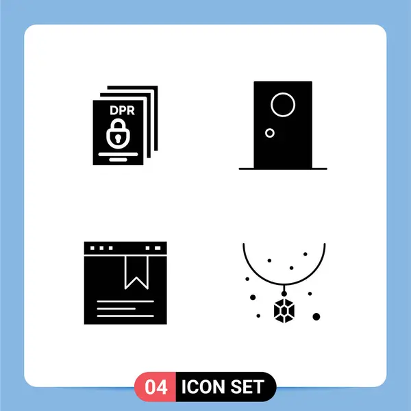 Pictogram Set Simple Solid Glyphs Data Protect Entrance Page Editable — 스톡 벡터