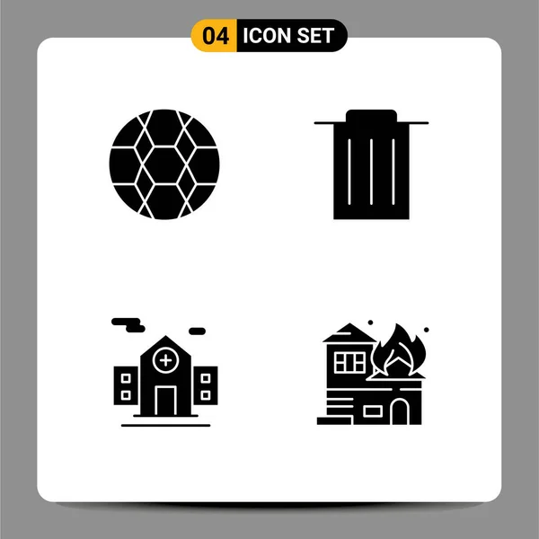 Creative Icons Modern Signs Sysymbols Ball Room Sport Trash Burning — Vector de stock