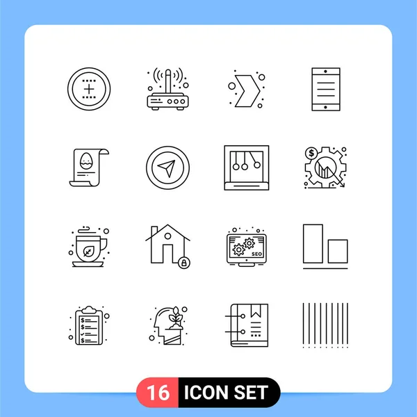 Mobile Interface Outline Set Pictograms File Cell Connection Mobile Multimedia — Stock Vector