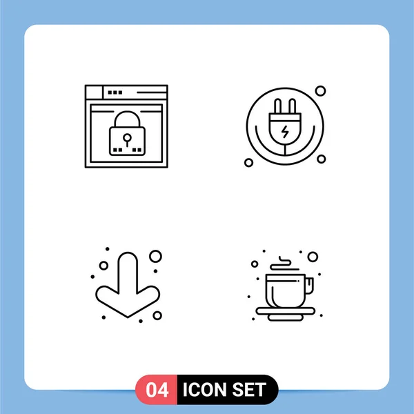 Stock Vector Icon Pack Line Signs Symbols Login Iot Layout — Stock Vector