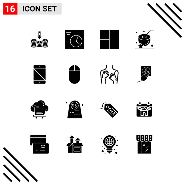 User Interface Solid Glyph Pack Modern Signs Symbols Devices Grid — стоковый вектор