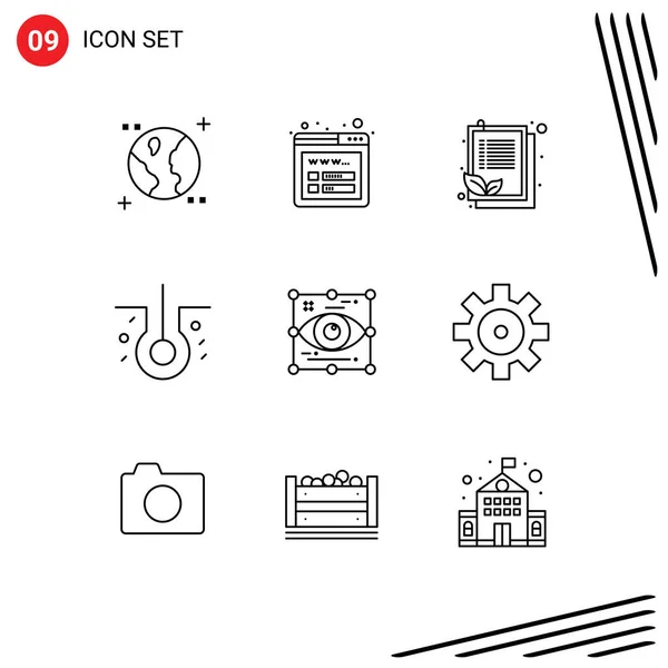 Thematic Vector Outlines Editable Symbols View Eye List Design Sick — Stock Vector