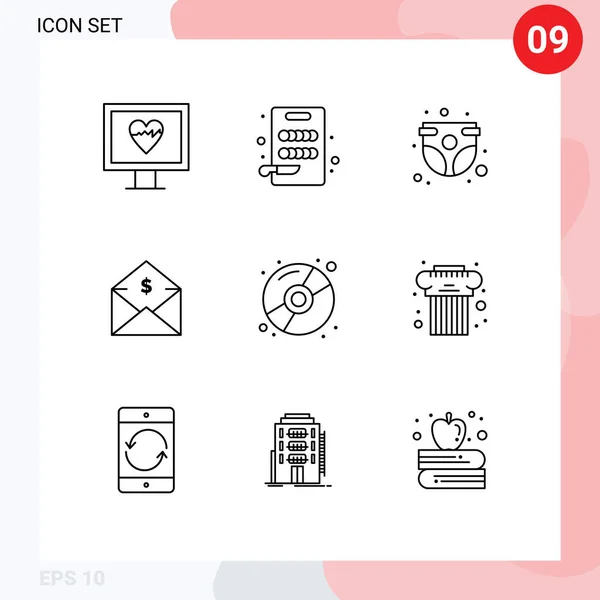 Creative Icons Modern Signs Sysymbols Compact Order Child Money Mail — Vector de stock