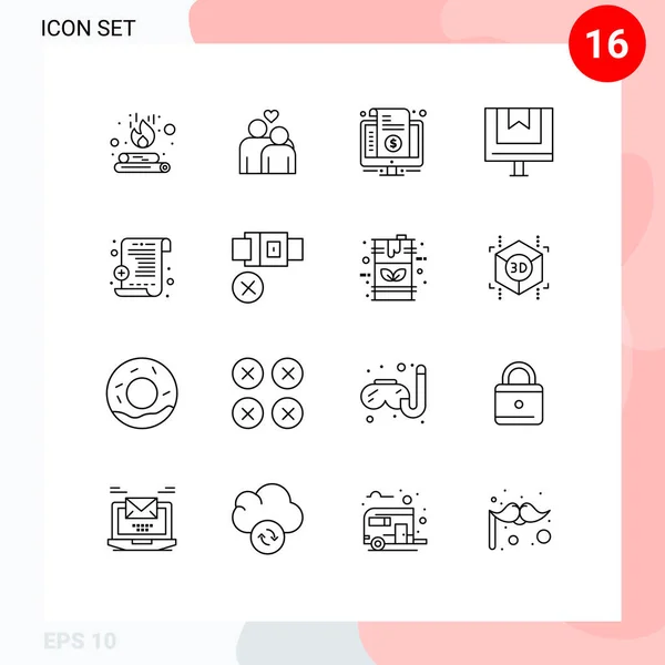 Set Vector Outlines Grid Online Delivery Bill Commerce Purchase Editable — Archivo Imágenes Vectoriales