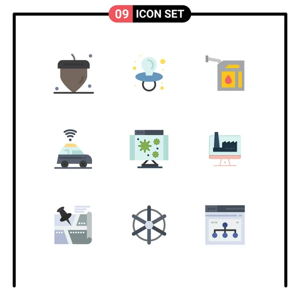 Icone Creative Segni Simboli Moderni Computer Internet Benzina Computer Mappa — Vettoriale Stock
