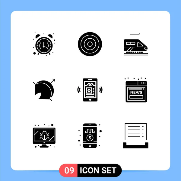 Set Modern Icons Sysymbols Signs Mobile Point User Target Archery — Vector de stock