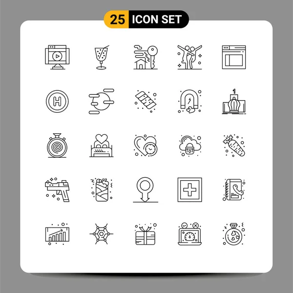 Stock Vector Icon Pack Líneas Signos Símbolos Para Seguridad Fiesta — Vector de stock