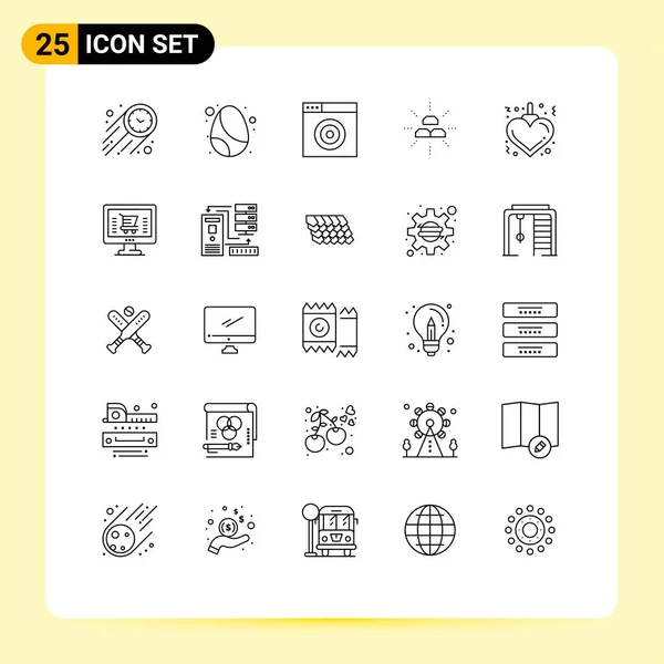 Vector Lines Editable Symbols Heart Interest Find Income Fund Editable — 스톡 벡터