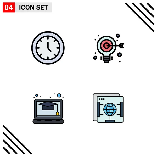 Set Modern Icons Sysymbols Signs Clock Online Time Aim Brower — Vector de stock