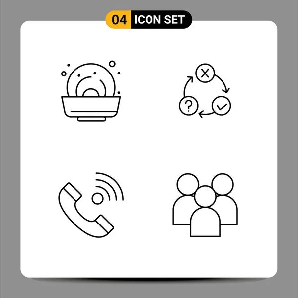 Mobile Interface Line Set Pictograms Mussel Contact Daily Organization Incoming — Vector de stock