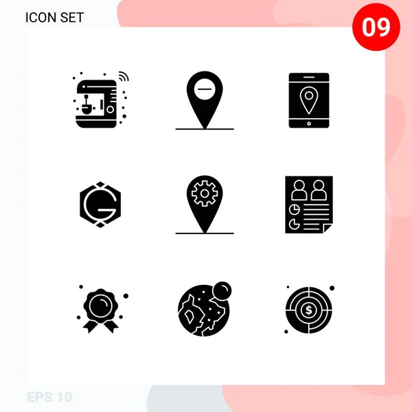 Interface Usuário Solid Glyph Pack Modern Signs Symbols Data Setting —  Vetores de Stock