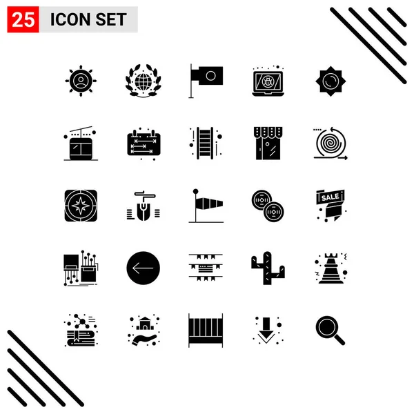 Stock Vector Icon Pack Mit Zeilenzeichen Und Symbolen Für Sonnenschein — Stockvektor