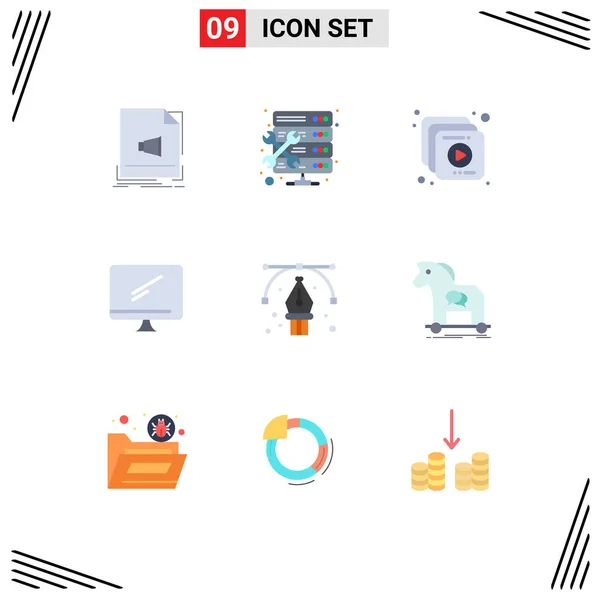 Stock Vector Icon Pack Line Signs Symbols Anchor Imac Setting — 图库矢量图片