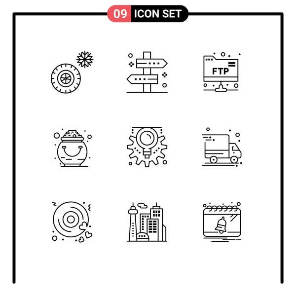 Stock Vector Icon Pack Line Signs Symbols Idea Pot Account — Stock Vector