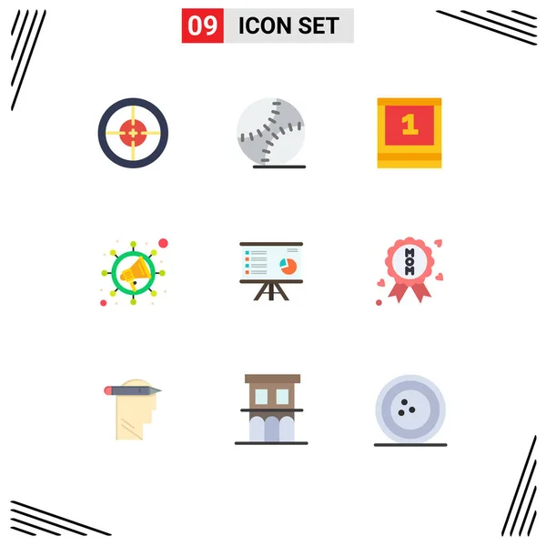 Conjunto Icones Modernos Símbolos Sinais Para Análise Viral Beisebol Seo — Vetor de Stock