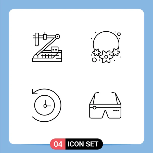 Pack Couleurs Plates Filledline Modernes Signes Symboles Pour Les Supports — Image vectorielle