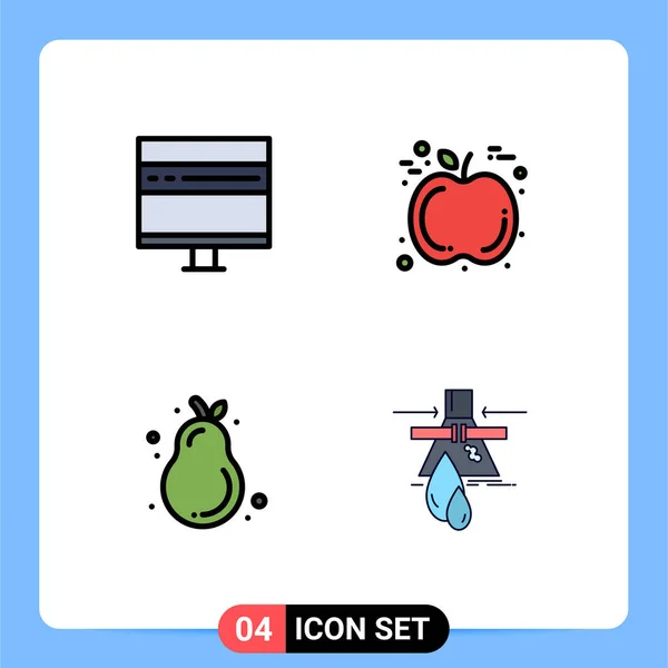 Conjunto Icones Modernos Símbolos Sinais Para Navegador Abacate Desenvolvimento Frutas — Vetor de Stock