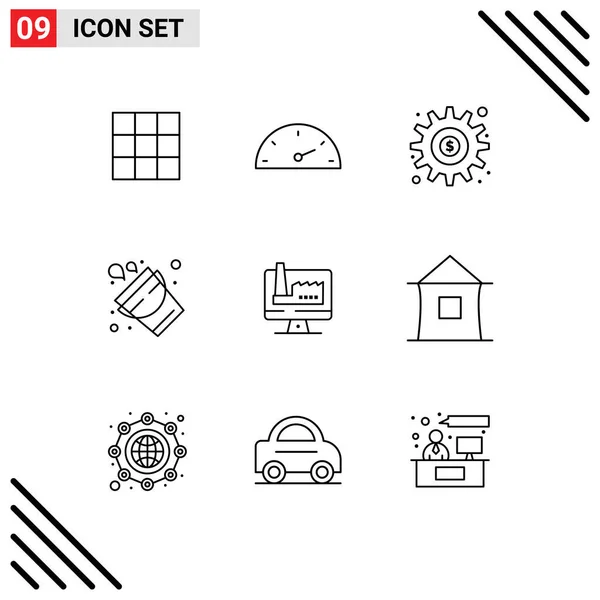 Creative Icons Modern Signs Sysymbols Monitore Computer Generate Tool Fire — Archivo Imágenes Vectoriales