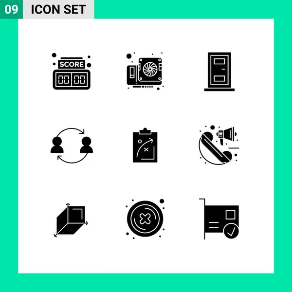 Stock Vector Icon Pack Mit Zeilenzeichen Und Symbolen Für Strategie — Stockvektor