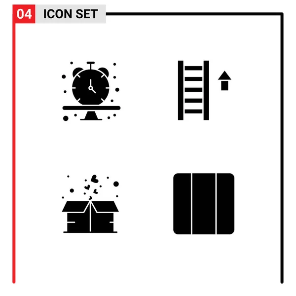 Set Modern Icons Sysymbols Signs Clock Gift Time Staircase Package — Vector de stock